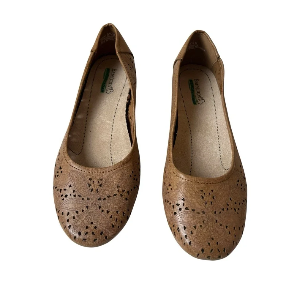 Baretraps Womens Mariah Almond Toe Slip-On Flats Size 8.5 Neutral Memory Foam